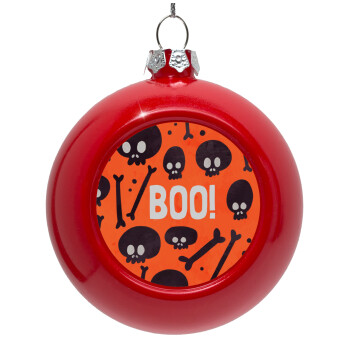 Halloween boo, Red Christmas tree ornament bauble 8cm