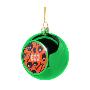 Halloween boo, Green Christmas tree ornament ball 8cm