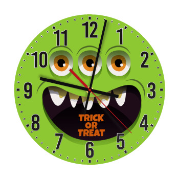 Halloween trick or treat 3 eyes monster, Ρολόι τοίχου ξύλινο (30cm)