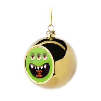 Halloween trick or treat 3 eyes monster, Golden Christmas tree ball ornament 8cm