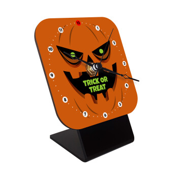 Halloween trick or treat Pumpkins, Επιτραπέζιο ρολόι ξύλινο με δείκτες (10cm)