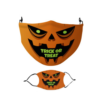 Halloween trick or treat Pumpkins, Μάσκα υφασμάτινη Ενηλίκων πολλαπλών στρώσεων με υποδοχή φίλτρου