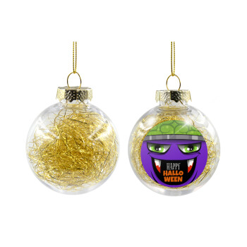 Halloween trick or treat Monster, Transparent Christmas tree ball ornament with gold filling 8cm