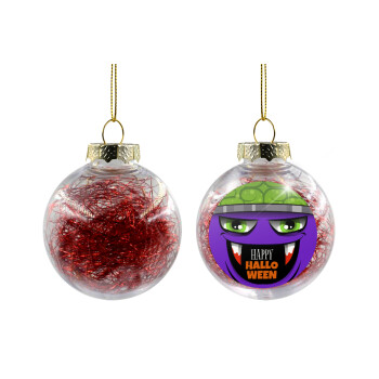 Halloween trick or treat Monster, Χριστουγεννιάτικη μπάλα δένδρου διάφανη με κόκκινο γέμισμα 8cm