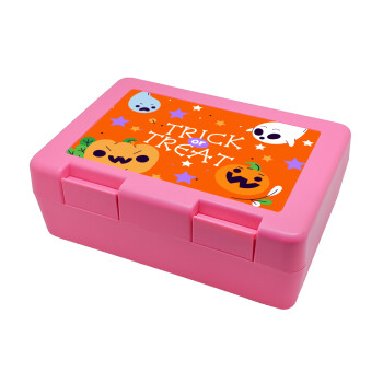 Halloween trick or treat Ghosts and Pumpkins, Children's cookie container PINK 185x128x65mm (BPA free plastic)