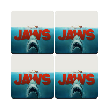 Shark jaws, ΣΕΤ 4 Σουβέρ ξύλινα τετράγωνα (9cm)