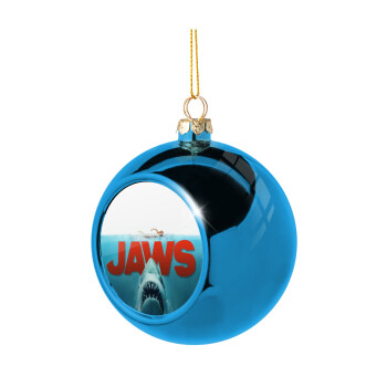 Shark jaws, Blue Christmas tree ball ornament 8cm