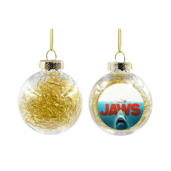 Shark jaws, Transparent Christmas tree ball ornament with gold filling 8cm