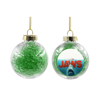 Shark jaws, Transparent Christmas tree ball ornament with green filling 8cm