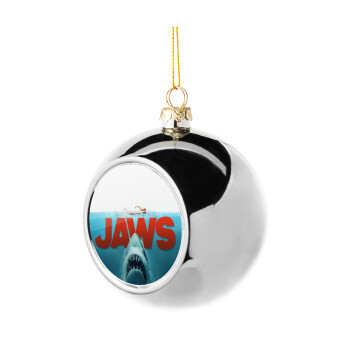 Shark jaws, Silver 8cm Christmas tree ball ornament