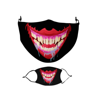 Halloween horror Jaws vampire, Μάσκα υφασμάτινη Ενηλίκων πολλαπλών στρώσεων με υποδοχή φίλτρου