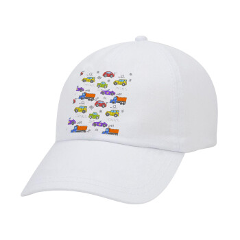 Colorful cars, Adult Baseball Cap White 5-panel (POLYESTER, ADULT, UNISEX, ONE SIZE)