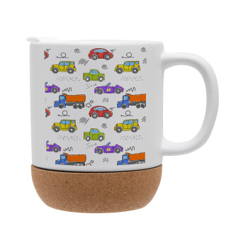 Colorful cars, Ceramic coffee mug Cork (MAT), 330ml (1pcs)