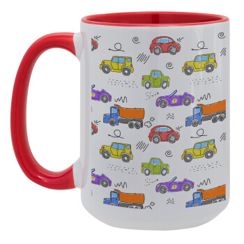 Colorful cars, Κούπα Mega 15oz, κεραμική Κόκκινη, 450ml