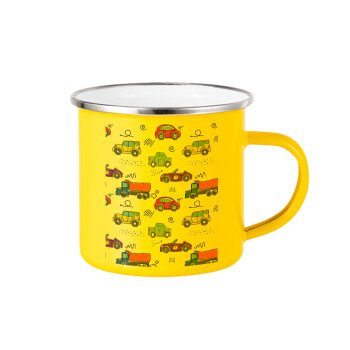 Colorful cars, Yellow Enamel Metallic Cup 360ml