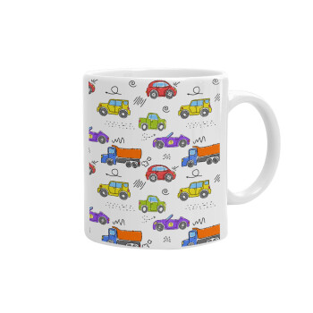 Colorful cars, Ceramic coffee mug, 330ml (1pcs)