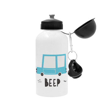 Car BEEP..., Metal water bottle, White, aluminum 500ml