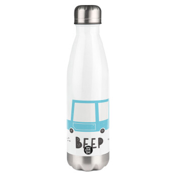 Car BEEP..., Metal mug thermos White (Stainless steel), double wall, 500ml