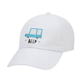 Car BEEP..., Adult Baseball Cap White 5-panel (POLYESTER, ADULT, UNISEX, ONE SIZE)