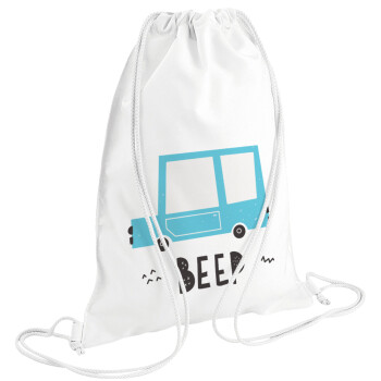 Car BEEP..., Backpack pouch GYMBAG white (28x40cm)