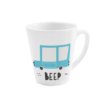 Car BEEP..., Κούπα κωνική Latte Λευκή, κεραμική, 300ml
