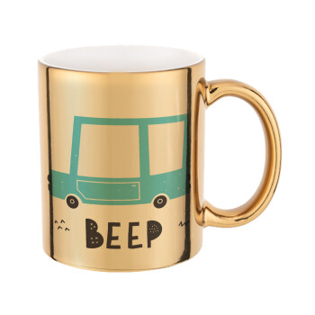 Car BEEP..., Mug ceramic, gold mirror, 330ml