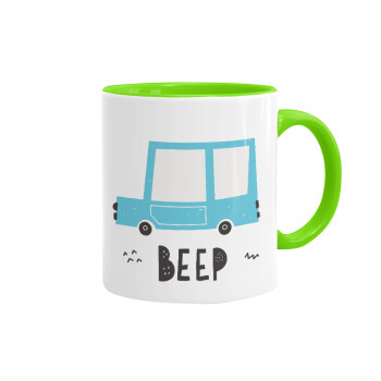 Car BEEP..., Mug colored light green, ceramic, 330ml