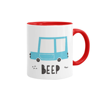 Car BEEP..., Mug colored red, ceramic, 330ml