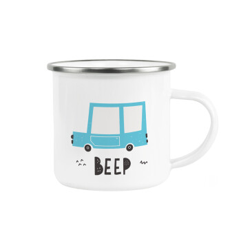 Car BEEP..., Κούπα Μεταλλική εμαγιέ λευκη 360ml