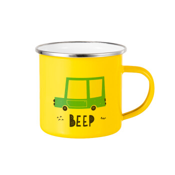 Car BEEP..., Yellow Enamel Metallic Cup 360ml