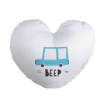 Car BEEP..., Μαξιλάρι καναπέ καρδιά 40x40cm περιέχεται το  γέμισμα