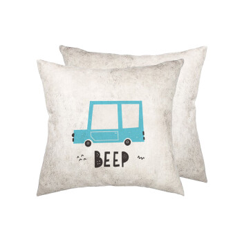 Car BEEP..., Μαξιλάρι καναπέ Δερματίνη Γκρι 40x40cm με γέμισμα