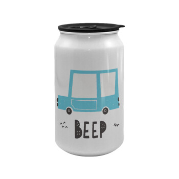 Car BEEP..., Κούπα ταξιδιού μεταλλική με καπάκι (tin-can) 500ml