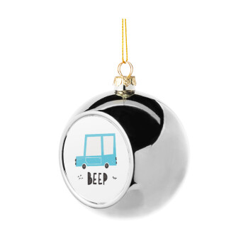 Car BEEP..., Silver 8cm Christmas tree ball ornament