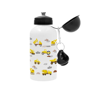 Car construction, Metal water bottle, White, aluminum 500ml