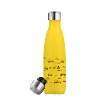 Car construction, Yellow Stainless Steel Metallic Thermos, double-walled, 500ml