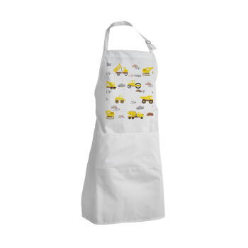 Car construction, Adult Chef Apron (with sliders and 2 pockets)