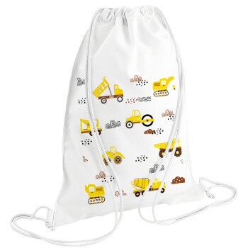 Car construction, Backpack pouch GYMBAG white (28x40cm)