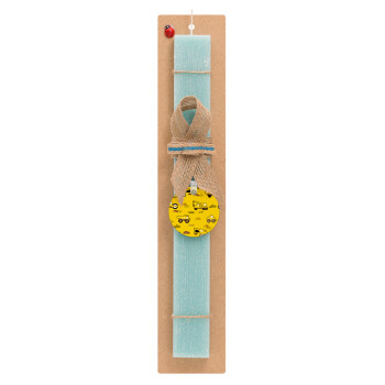 Car construction, Easter Set, wooden keychain & aromatic flat Easter candle (30cm) (TURQUOISE)