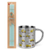 Easter Set, metallic thermal cup (300ml) & aromatic flat Easter candle (30cm) (TURQUOISE)