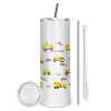 Tumbler stainless steel 600ml, with metal straw & cleaning brush