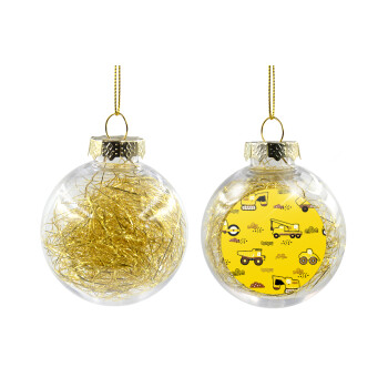 Car construction, Transparent Christmas tree ball ornament with gold filling 8cm