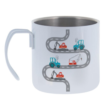 excavator along road, Mug Stainless steel double wall 400ml