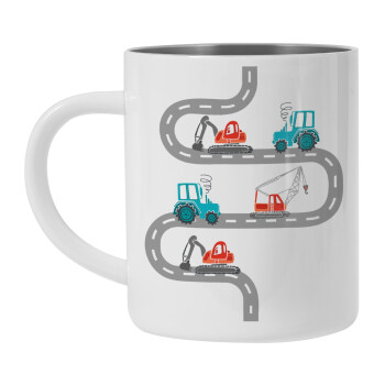 excavator along road, Mug Stainless steel double wall 450ml