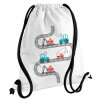 Backpack pouch GYMBAG white, with pocket (40x48cm) & thick cords