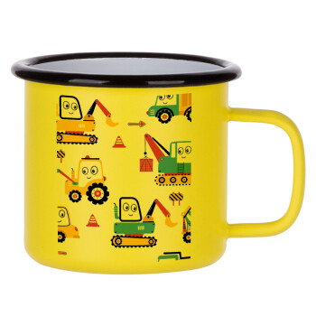 Hand drawing building truck, Metallic enamel MATT Yellow cup 360ml