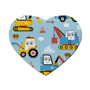 Hand drawing building truck, Mousepad heart 23x20cm