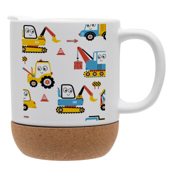 Hand drawing building truck, Ceramic coffee mug Cork (MAT), 330ml (1pcs)