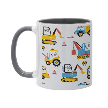 Hand drawing building truck, Mug colored grey, ceramic, 330ml