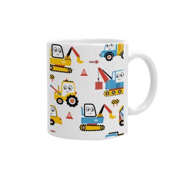 Hand drawing building truck, Ceramic coffee mug, 330ml (1pcs)